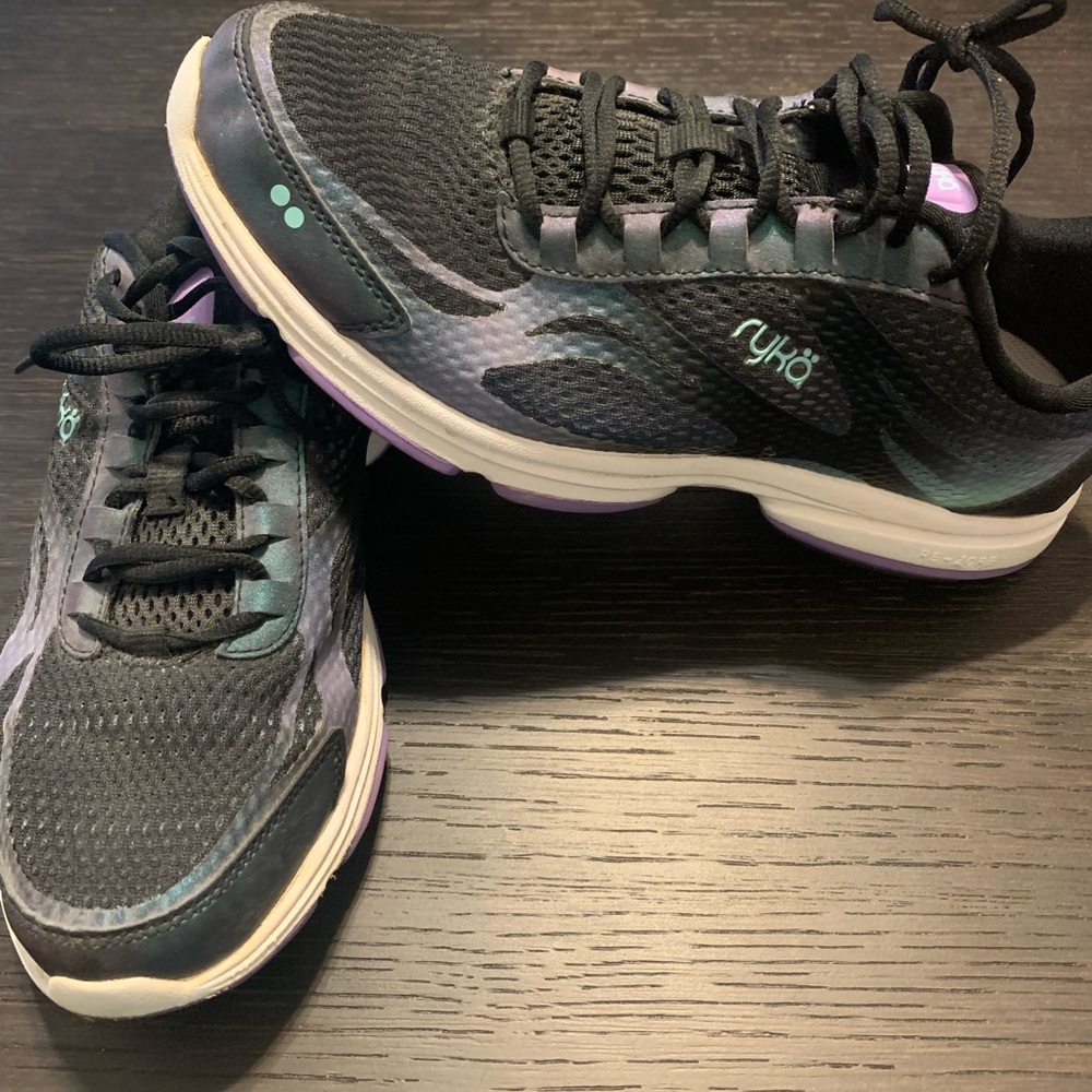 Ryka athletic shoes size 9M. Black, purple and teal. Worn once